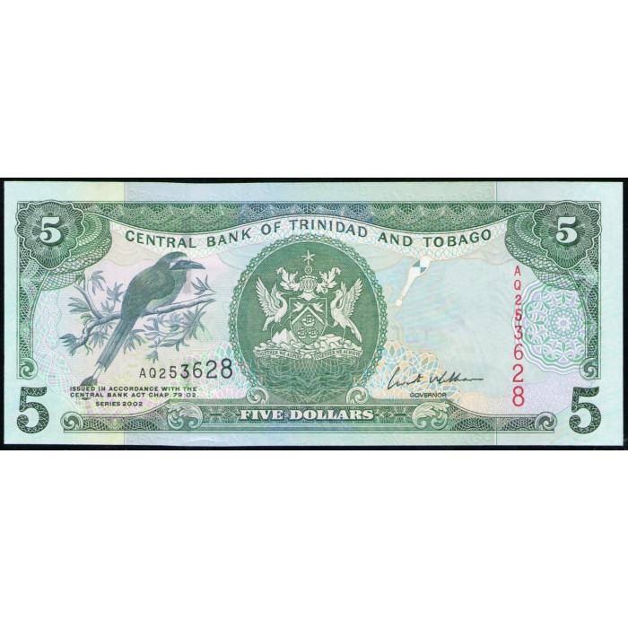 Тринидад и Тобаго 5 Долларов 2002 год , UNC, Птица Мотмот