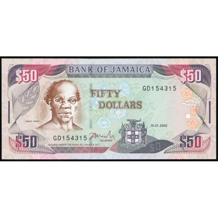 Ямайка 50 Долларов 2002 год , UNC