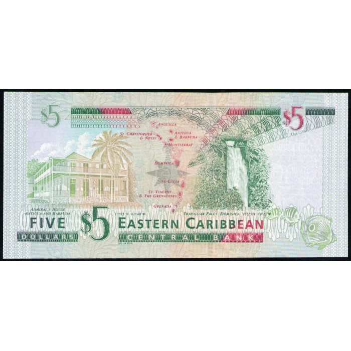 Восточные Карибы 5 долларов 2003 год , UNC , Антигуа