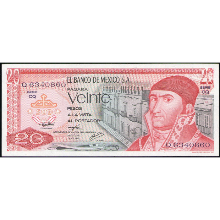Мексика 20 Песо 1976 год , UNC