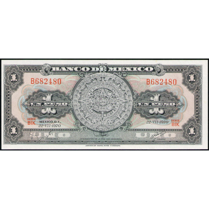 Мексика 1 Песо 1970 год , UNC