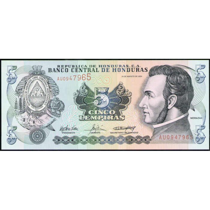 Гондурас 5 Лемпир 2004 год , UNC