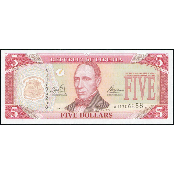 Либерия 5 Долларов 2003 год , UNC 