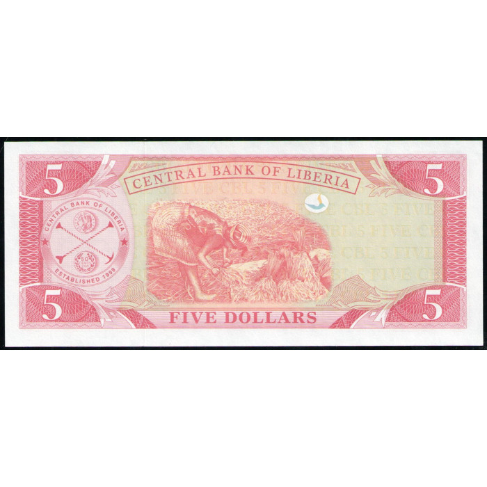 Либерия 5 Долларов 2003 год , UNC 