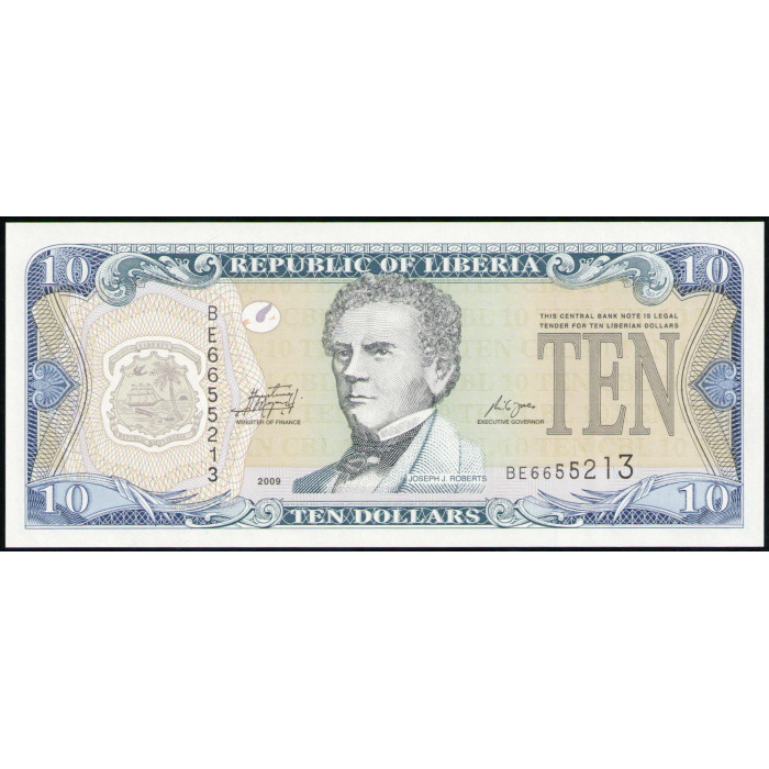 Либерия 10 Долларов 2009 год , UNC 