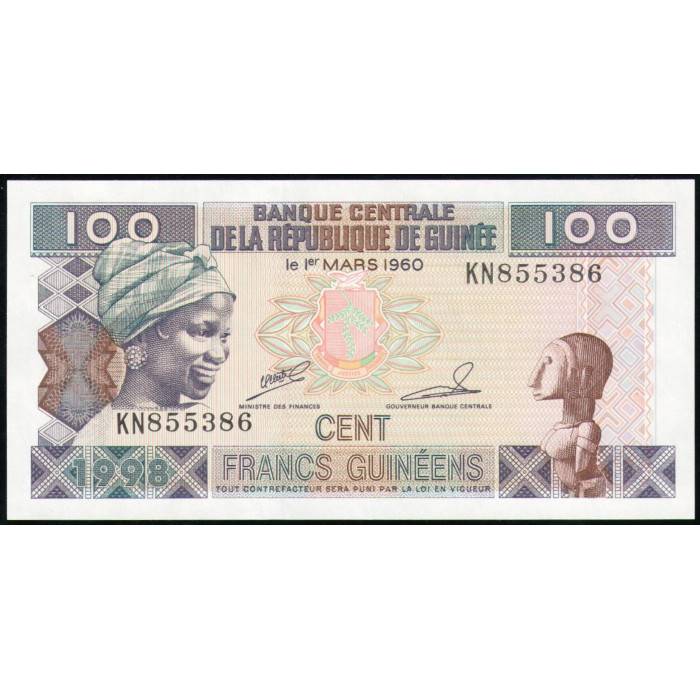 Гвинея 100 Франков 1998 год , UNC