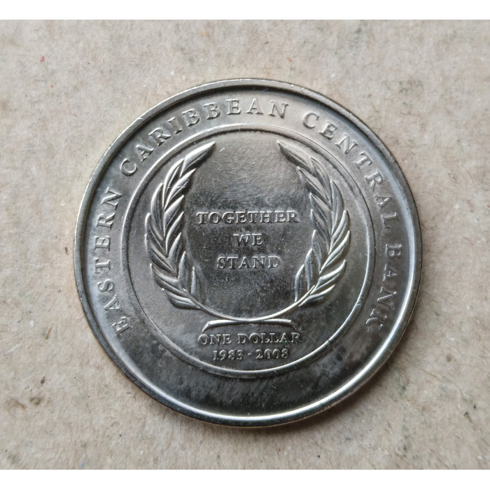 Восточные Карибы 1 Доллар 2008 год , 25 лет Восточно-Карибскому Центральному банку