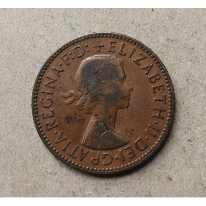 Великобритания 1/2 Пенни 1957 год , Английский галеон Золотая лань