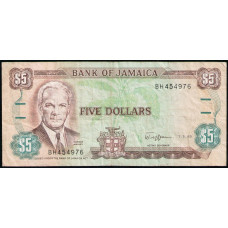 Ямайка 5 Долларов 1989 год 