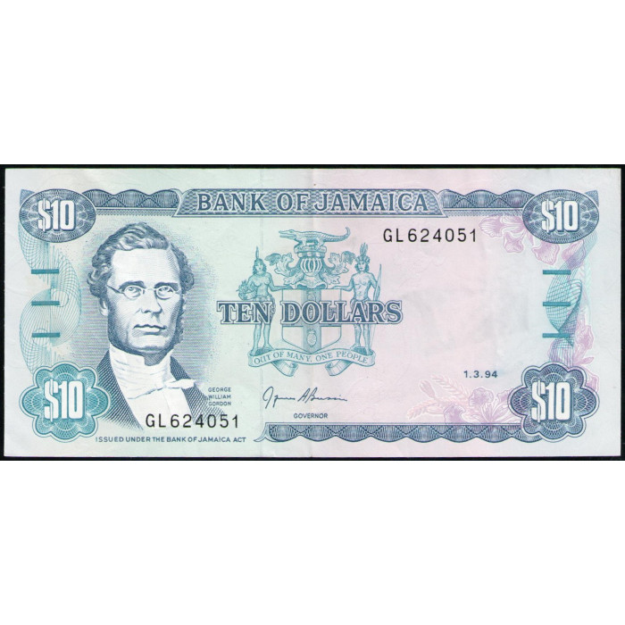 Ямайка 10 Долларов 1994 год , VF