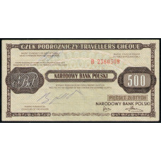 Дорожный чек , Польша 500 Злотых 1990 год