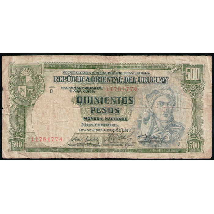 Уругвай 500 Песо 1939 год
