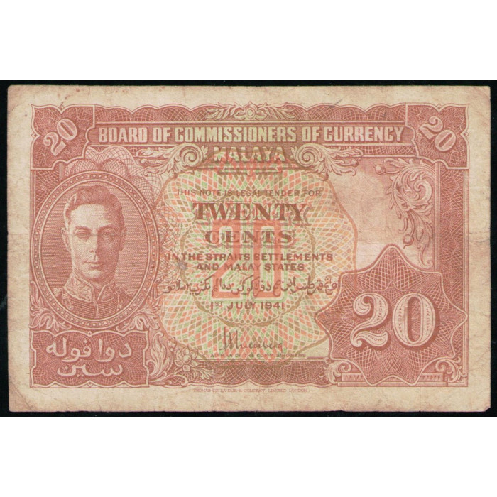 Малайя 20 центов 1941 год