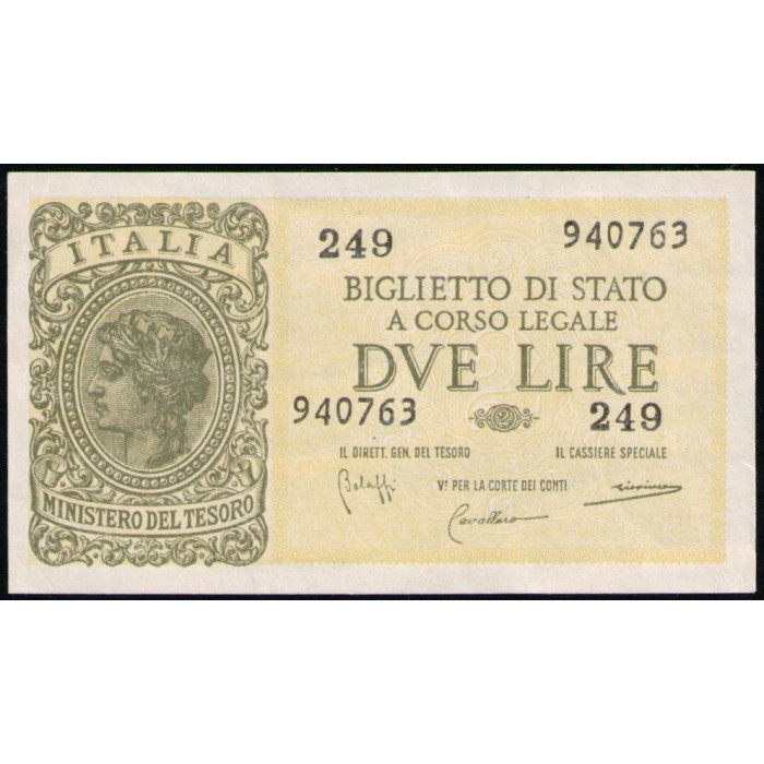 Италия 2 Лиры 1944 год , XF