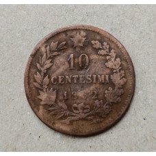 Италия 10 чентезимо 1862 год
