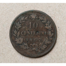 Италия 10 чентезимо 1867 год