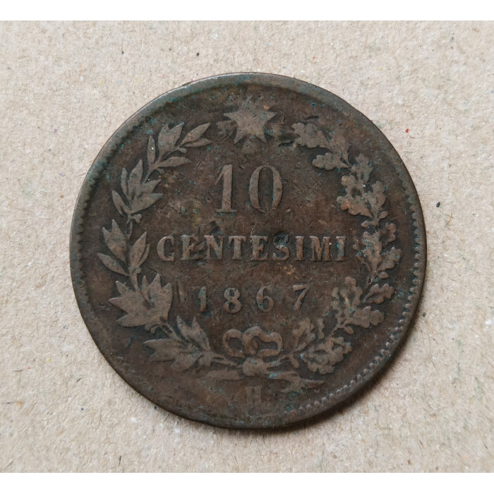 Италия 10 чентезимо 1867 год
