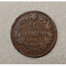 Италия 10 чентезимо 1863 год