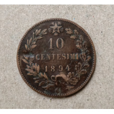Италия 10 чентезимо 1894 год