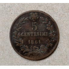 Италия 5 Чентезимо 1861 год