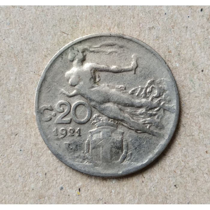 Италия 20 Чентезимо 1921 год