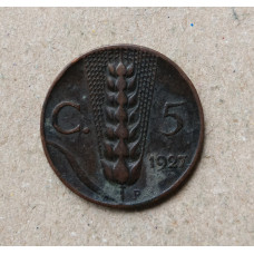 Италия 5 Чентезимо 1927 год , Пшеница