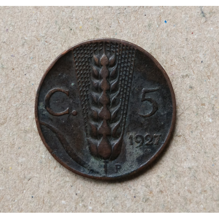 Италия 5 Чентезимо 1927 год , Пшеница