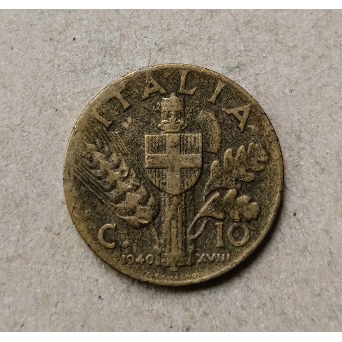 Италия 10 Чентезимо 1940 год
