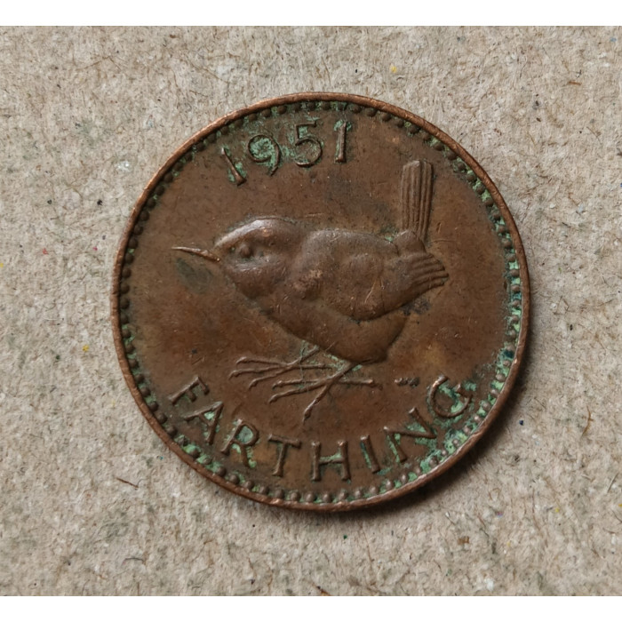 Великобритания 1 Фартинг 1951 год , Крапивник 
