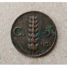 Италия 5 Чентезимо 1931 год , Пшеница
