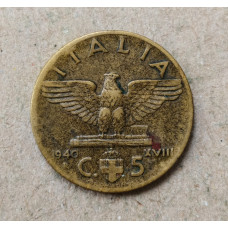 Италия 5 Чентезимо 1940 год