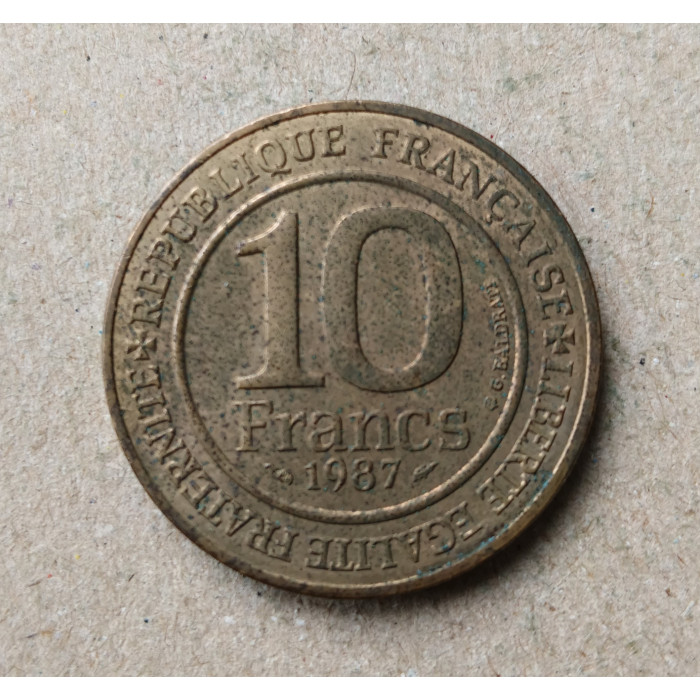 Франция 10 Франков 1987 год , Гуго Капет , 1000 лет с рождения