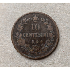 Италия 10 Чентезимо 1866 год
