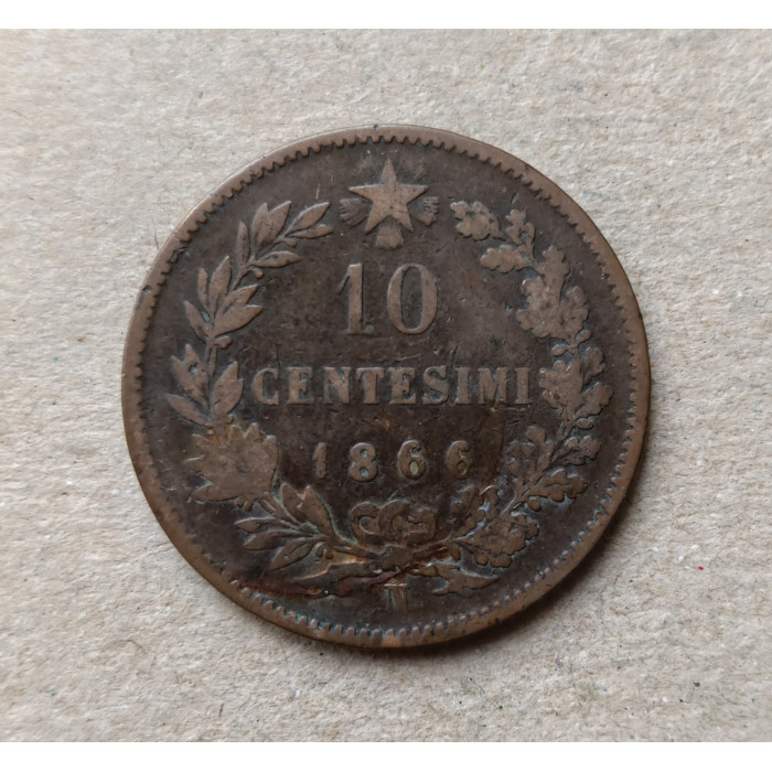 Италия 10 Чентезимо 1866 год