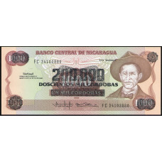 Никарагуа 200000 Кордоба 1990 год , АUNC , Надпечатка