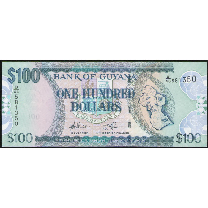 Гайана 100 Долларов 2012 год , UNC 