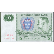 Швеция 10 Крон 1987 год , UNC