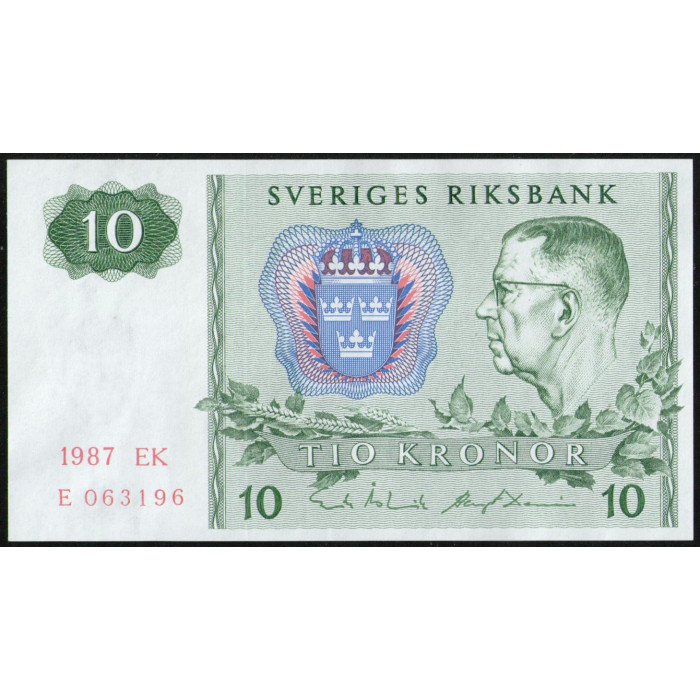 Швеция 10 Крон 1987 год , UNC