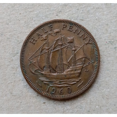 Великобритания 1/2 Пенни 1960 год , Парусный корабль