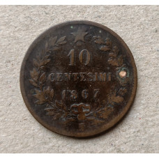 Италия 10 Чентезимо 1867 год