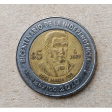 Мексика 5 Песо 2009 год , 200 лет Независимости , Хосе Мария Кос , Биметалл