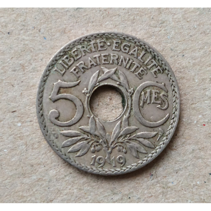 Франция 5 Сентим 1919 год