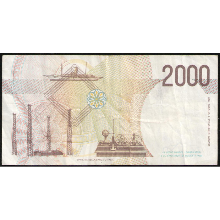 Италия 2000 Лир 1990 год