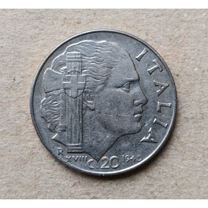 Италия 20 Чентезимо 1940 год