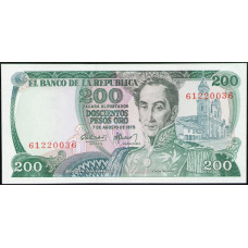 Колумбия 200 Песо 1975 год , UNC