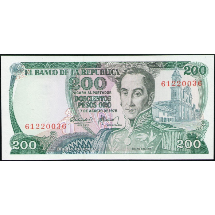 Колумбия 200 Песо 1975 год , UNC