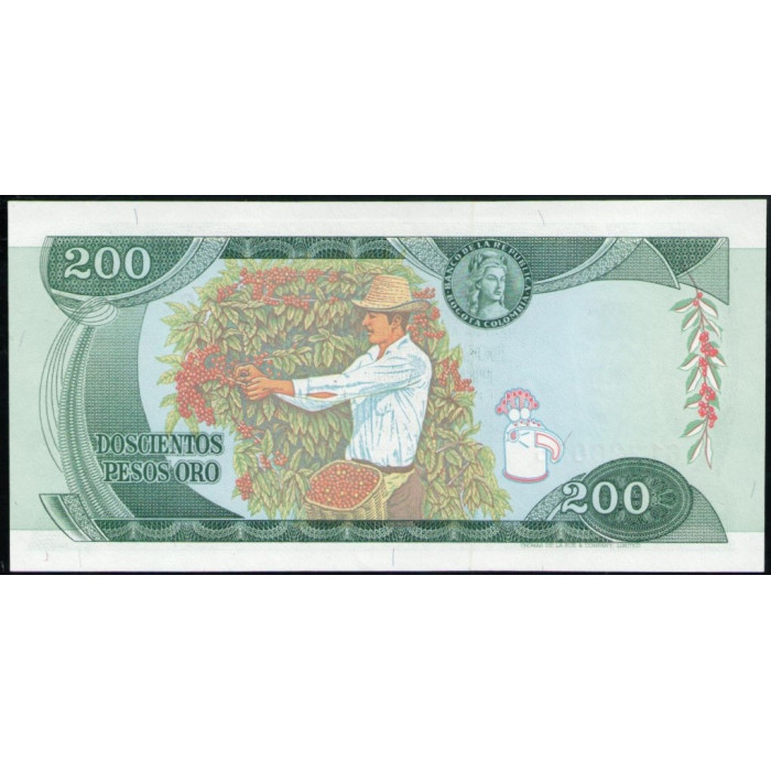 Колумбия 200 Песо 1975 год , UNC