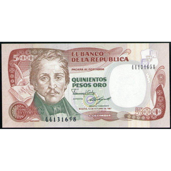 Колумбия 500 Песо 1987 год , UNC