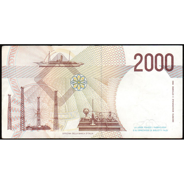 Италия 2000 Лир 1990 год