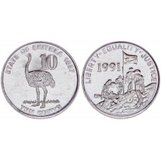 Эритрея 10 Центов 1997 год UNC KM# 45 Фауна Обыкновенный страус Свобода Равенство Справедливость (BOX996)
